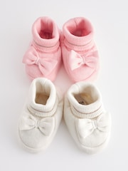 Baker by Ted Baker Baby Girls Multi Knitted Booties Gift Set 2 Pack - Image 2 of 8