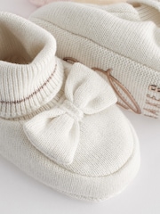 Baker by Ted Baker Baby Girls Multi Knitted Booties Gift Set 2 Pack - Image 6 of 8