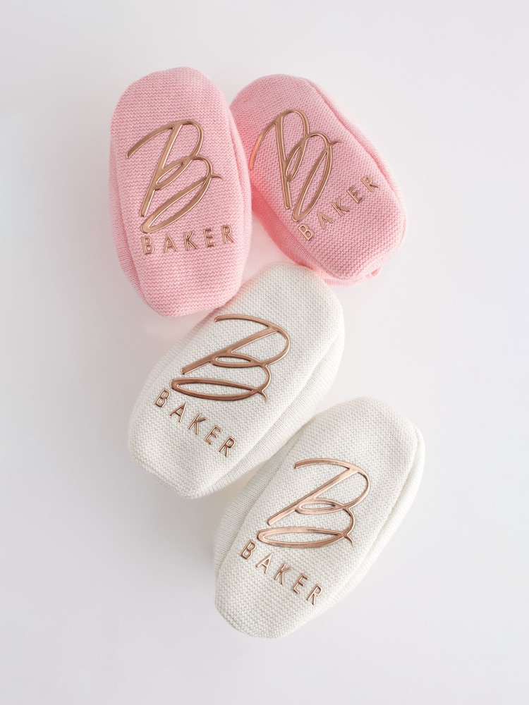 Baker by Ted Baker Baby Girls Multi Knitted Booties Gift Set 2 Pack - Image 8 of 8