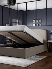 Simple Contemporary Silver Grey Matson Upholstered Ottoman Storage Bed Frame - Image 2 of 3
