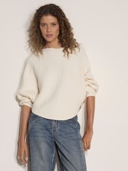 Apricot Cream Plait Knit Batwing Jumper - Image 4 of 4