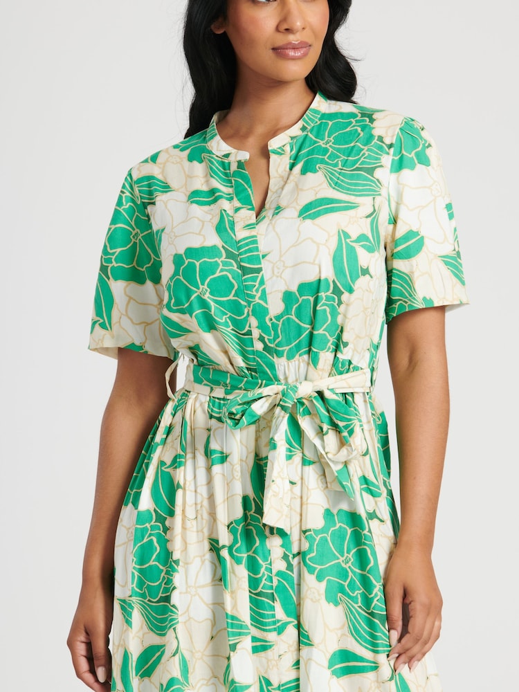 South Beach Green Midi Tie Waist Shirt Dress - Image 4 of 4 South Beach Green Midi Tie Waist Shirt Dress - Image 4 of 4