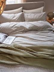 Sage Green Lara 100% Cotton Duvet Cover & Pillowcase Set - Image 3 of 4
