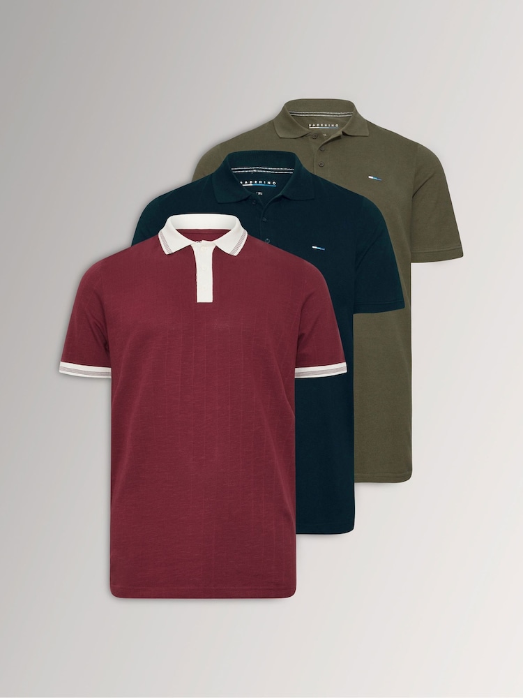 Zestaw 3 koszulek polo BadRhino Big & Tall - Obraz 1 z 6 Zestaw 3 koszulek polo BadRhino Big & Tall - Obraz 1 z 6