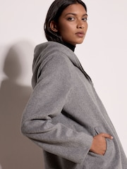 Apricot Grey Wool Look Hooded Jacket - Image 3 of 4