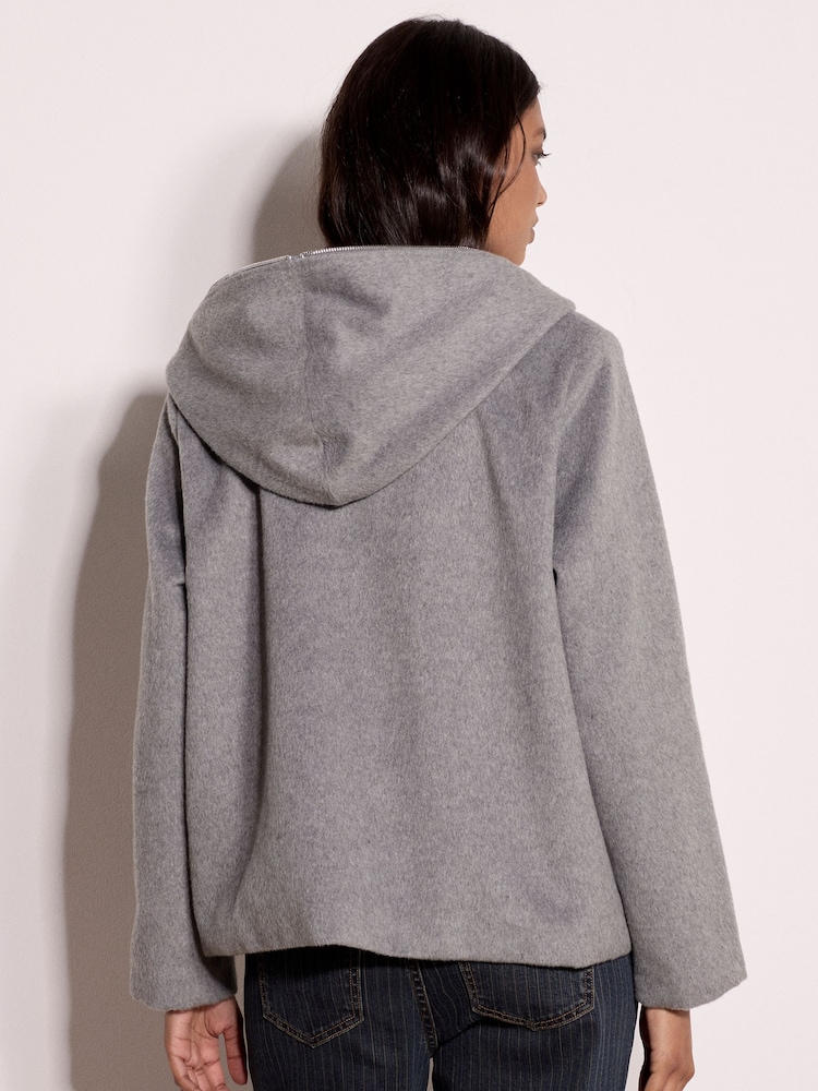 Apricot Grey Wool Look Hooded Jacket - Image 4 of 4 Apricot Grey Wool Look Hooded Jacket - Image 4 of 4