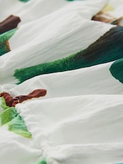 White Textured Tie-Waist Printed Midi Dress - Image 6 of 6
