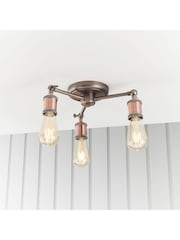 Gallery Home Copper 3 Light Flush Hamilton Flush Ceiling Light - Image 1 of 9