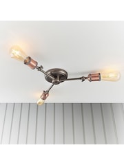 Gallery Home Copper 3 Light Flush Hamilton Flush Ceiling Light - Image 2 of 9