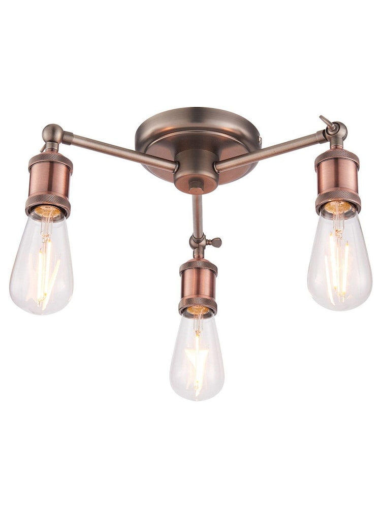 Gallery Home Copper 3 Light Flush Hamilton Flush Ceiling Light - Image 9 of 9