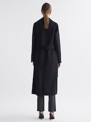Reiss Navy Lucia Long Wool Blend Blindseam Coat - Image 5 of 5