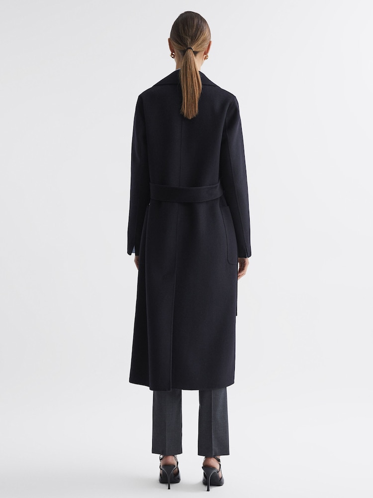 Reiss Navy Lucia Long Wool Blend Blindseam Coat - Image 5 of 5