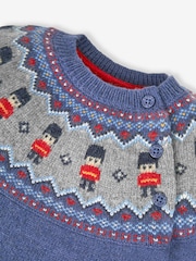 JoJo Maman Bébé Indigo Blue Kings Guards Fairisle Pattern Jumper - Image 2 of 2