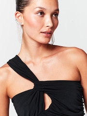 Black One Shoulder Ruched Top - Image 4 of 6