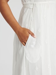 South Beach White Sequin Detail Wrap Midi Dress - Image 3 of 6
