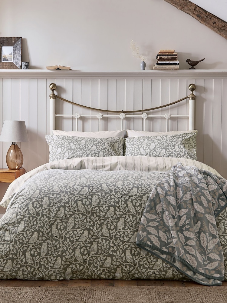 Helena Springfield Silver Owls 100% Cotton Duvet Cover & Pillowcase Set - Image 2 of 5 Helena Springfield Silver Owls 100% Cotton Duvet Cover & Pillowcase Set - Image 2 of 5