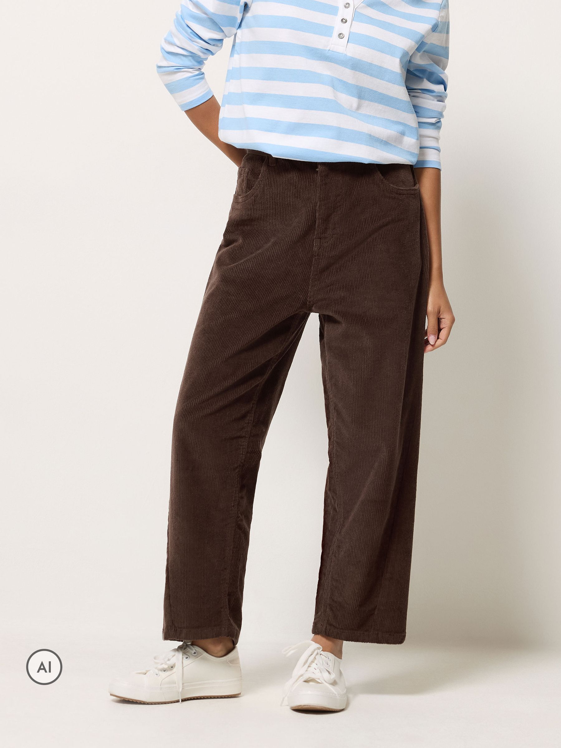 M&Co Brown Mco Cord Barrel Leg Trousers - Image 2