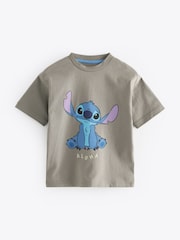 Grey Lilo & Stitch Short Sleeve 100% Cotton T-Shirt (3mths-7yrs) - Image 1 of 3