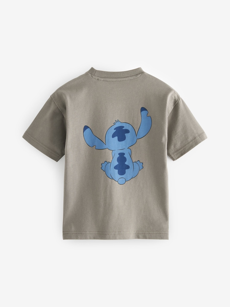 Grey Lilo & Stitch Short Sleeve 100% Cotton T-Shirt (3mths-7yrs) - Image 2 of 3