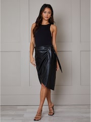 Chi Chi London Black Wrap Midi Skirt - Image 2 of 4