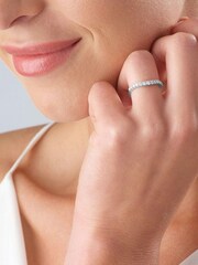 Beaverbrooks 18ct White Gold Diamond Half Eternity Wedding Ring - Image 1 of 3