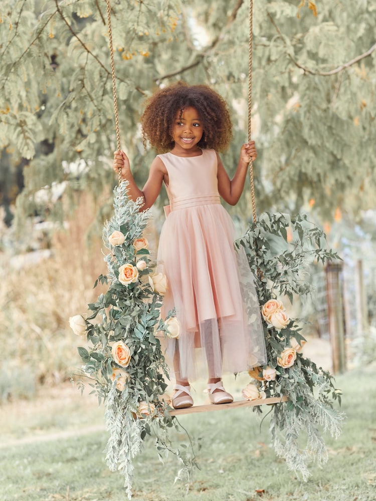 Pink Flower Girl Bow Dress (3mths-16yrs) - Image 2 of 9