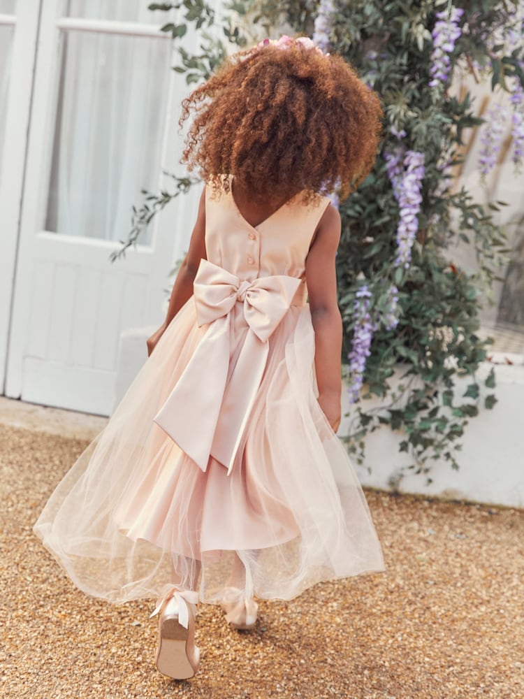 Pink Flower Girl Bow Dress (3mths-16yrs) - Image 4 of 9