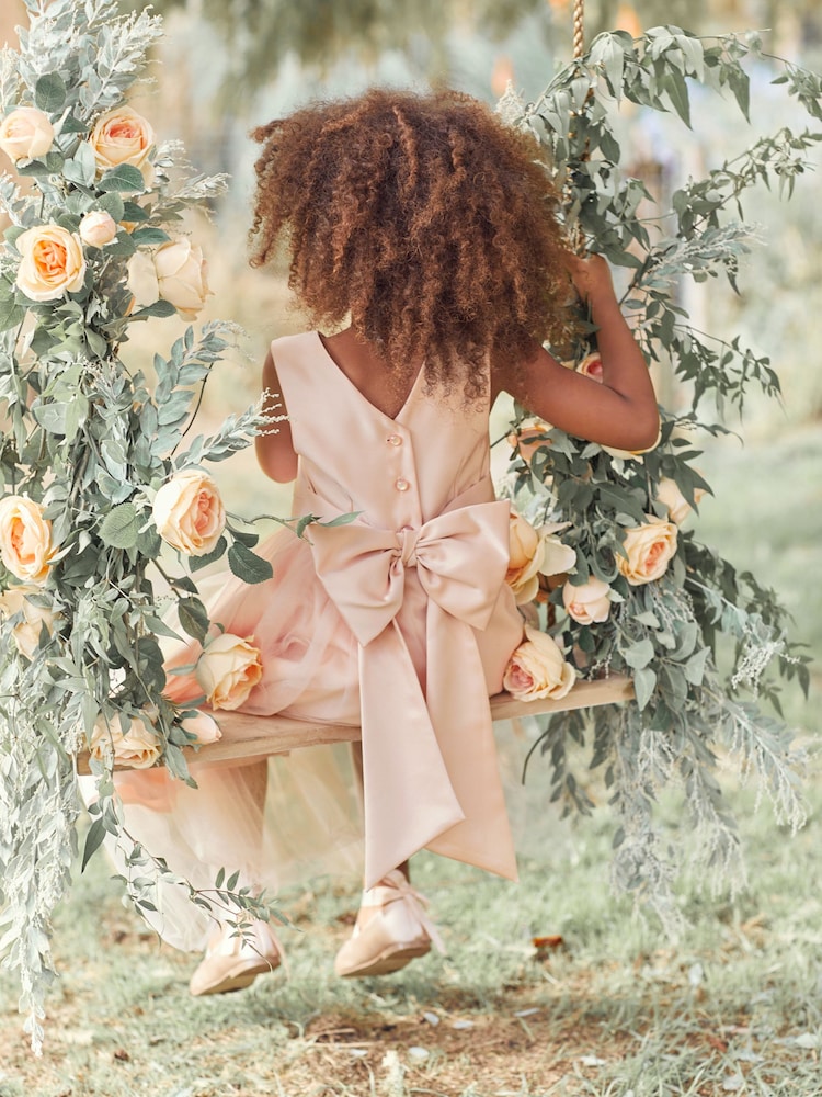 Pink Flower Girl Bow Dress (3mths-16yrs) - Image 5 of 9