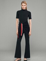 Mango Black Belt Long Jumpsuit - Image 1 of 7