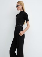 Mango Black Belt Long Jumpsuit - Image 2 of 7