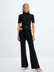 Mango Black Belt Long Jumpsuit - Image 3 of 7