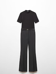 Mango Black Belt Long Jumpsuit - Image 6 of 7