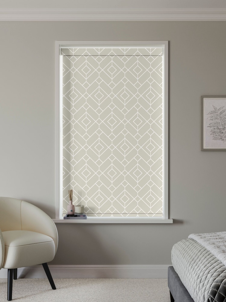 Natural Lattice Geo Made to Measure Roller Blind - Image 2 of 6