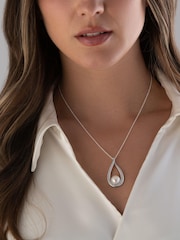 Beaverbrooks Silver Cubic Zirconia Freshwater Cultured Pearl Necklace - Image 3 of 3