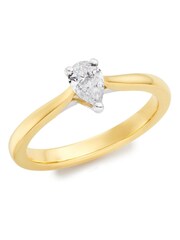 Beaverbrooks 18ct Yellow Gold Pear Diamond Solitaire Ring - Image 1 of 4