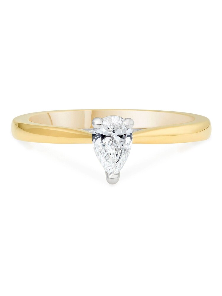 Beaverbrooks 18ct Yellow Gold Pear Diamond Solitaire Ring - Image 2 of 4