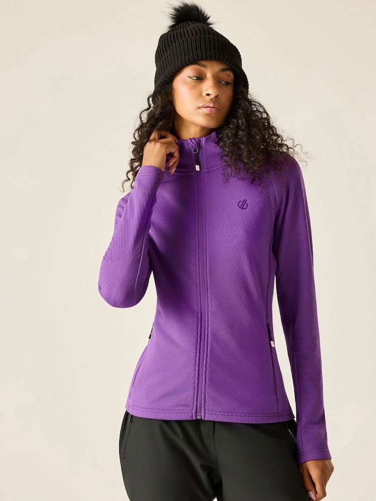 Dare 2b Purple Ventura Hooded Stretch Midlayer Fleece - Image 1 of 10
