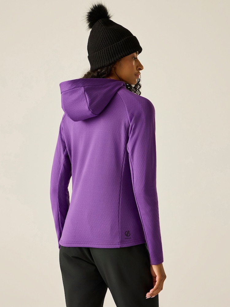 Dare 2b Purple Ventura Hooded Stretch Midlayer Fleece - Image 2 of 10