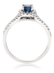 Beaverbrooks 18ct White Silver Diamond Sapphire Halo Ring - Image 3 of 6