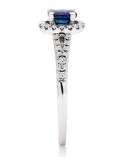 Beaverbrooks 18ct White Silver Diamond Sapphire Halo Ring - Image 4 of 6