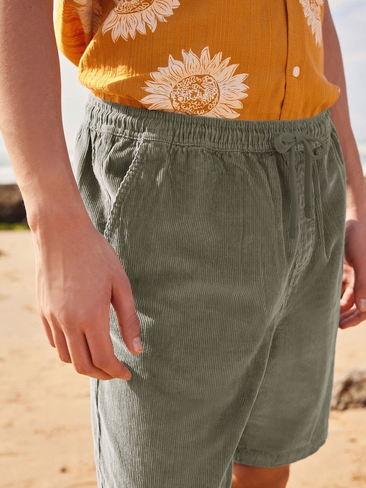 Sage Green 100% Cotton Corduroy Dock Shorts - Image 1 of 8