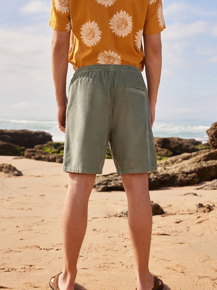 Sage Green 100% Cotton Corduroy Dock Shorts - Image 2 of 8