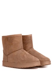 Linzi Brown Faux Suede Faux Fur Lined Ankle Boots - Image 3 of 4