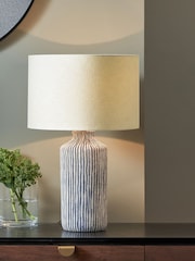 Pacific Blue Bude Blue/White Stripe Stoneware Table Lamp - Image 1 of 3