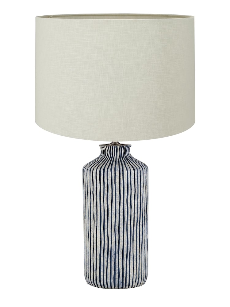 Pacific Blue Bude Blue/White Stripe Stoneware Table Lamp - Image 2 of 3