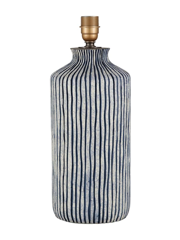 Pacific Blue Bude Blue/White Stripe Stoneware Table Lamp - Image 3 of 3
