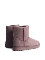 Linzi Mocha Brown Faux Suede Faux Fur Lined Ankle Boots - Image 4 of 4