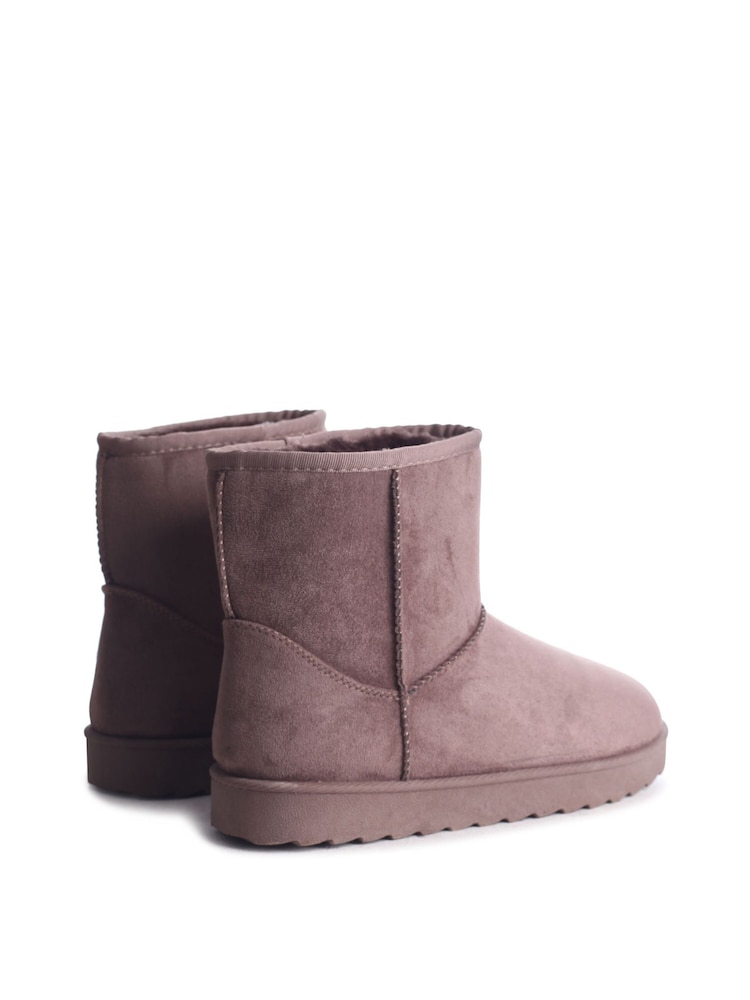 Linzi Mocha Brown Faux Suede Faux Fur Lined Ankle Boots - Image 4 of 4