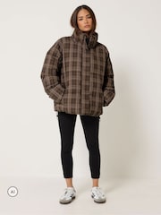 PixieGirl Petite Brown Check Puffer Coat - Image 2 of 6