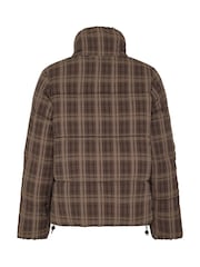 PixieGirl Petite Brown Check Puffer Coat - Image 6 of 6